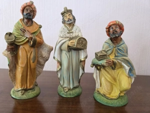 8 wunderschöne Krippefiguren Maria, Josef etc. (bis ca. 16 cm. große Figuren), sehr gut erhalten 