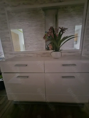 Schuhschrank Weiß Hochglanz mit Spiegel