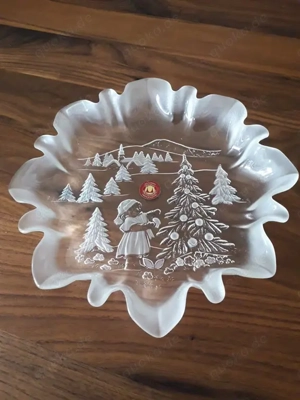 2 Weihnachten Teller Servierteller Walther Glas mit und ohne Fuß Bild 4