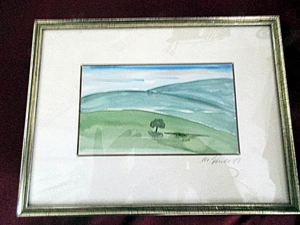 1 kleines Aquarell -  Landschaftsbild     signiert