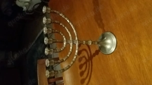 Menora Siebenarmiger Leuchter Kerzenständer Israel Messing massiv