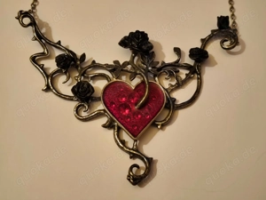 Gothic Black Rose Heart Kette
