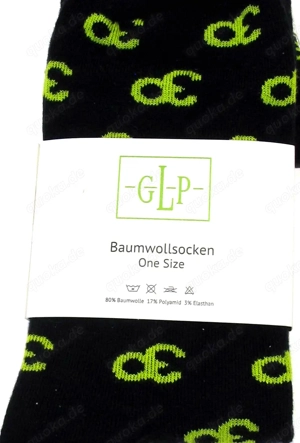 6 Paar Socken - 30 Years GLP - schwarz limette - ca. Gr. 35 - 38 - Neu mit Etikett Bild 3