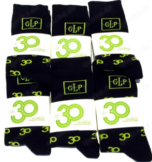 6 Paar Socken - 30 Years GLP - schwarz limette - ca. Gr. 35 - 38 - Neu mit Etikett