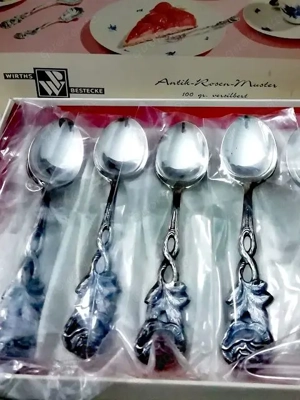 versilberte Löffel, Besteck, neu