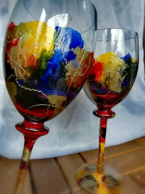 Handbemalte Gläser, Rarität, Wein, neu