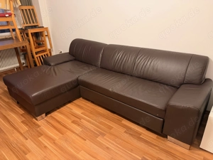 Leder-Sofa mit Schalffunktion, dunkelbraun, 2,5m x 1,5m 