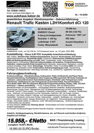 Renault Trafic Kastenwagen L2H1 ENERGY dCi 120 Komfort Klima PDC Bild 3