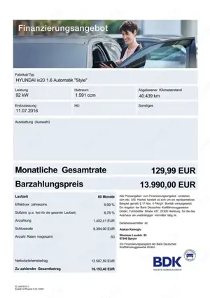 Hyundai iX20 1.6 AT NAVI/CAM/CLIMA./PDC/SHZ/GARANTIE