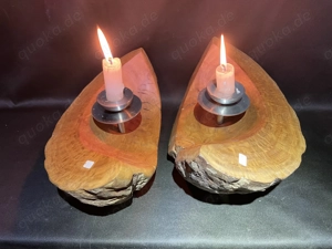 Olivenholz-Kerzenleuchter, Kerzenhalter, Kerzenständer, Holzleuchter