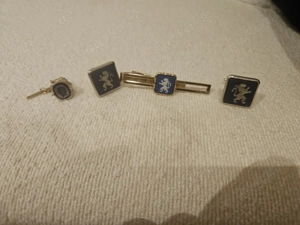 Exklusives Vintage-Herrenset   Heraldischer Löwe   Manschettenknöpfe, Krawattenklammer & Steckpins