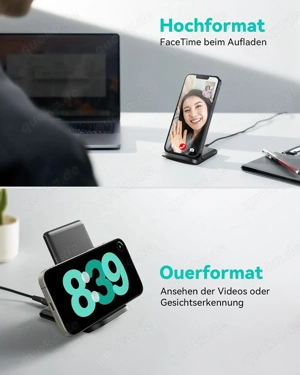 Wireless Charger Stand, 15W Qi Zertifiziert Induktive Ladestation Schnelles Kabelloses Ladegerät Han