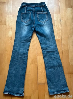 Schlaghose blau stretch leicht high-waist,Gr.34 XS