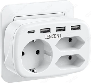 USB Steckdose 7 in 1 Mehrfachsteckdose Steckdosenadapter, 3 Fach Doppel Euro und 1 Schuko Mehrfachst