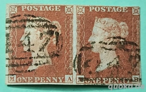 Briefmarke Francobolli Großbritannien One Penny M.  A.  1841-1851