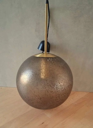 Große Glaskugel Hängelampe Lampe mit Lufteinschlüssen Peill & Putzler  60er Bild 3