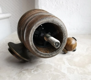 Alte mehrteilige ZASSENHAUS Naturholz Pfeffermühle rustikal Bild 6