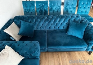 Möbelset  Chesterfel Ganitur  mit Schlaffunktion Sessel Stühle