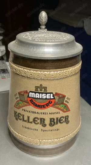 2 Bierkrüge mit Zinndeckel der Privatbrauerei Maisel Bamberg