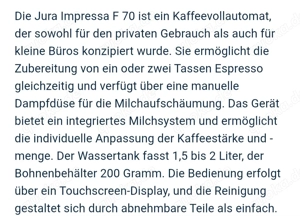 Kaffee-Vollautomat Jura Impressa F70 Bild 3