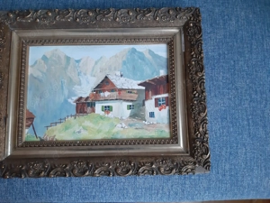 Ölbild einer Berghütte Bild 2