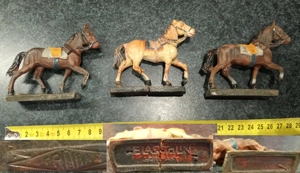 3 Fröha Elastolin Pferde, Masse Figuren, Germany, Sehr Alt