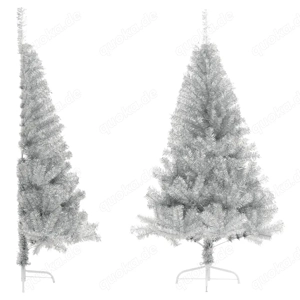 Künstlicher Halb-Weihnachtsbaum Silbern 120-240cm aus PET (5Größen)