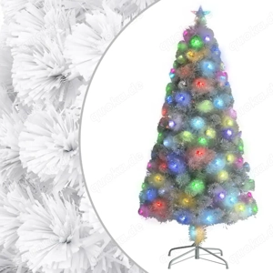Künstlicher Weihnachtsbaum mit LED s aus Glasfaser Weiß 120-240cm (5Größen)