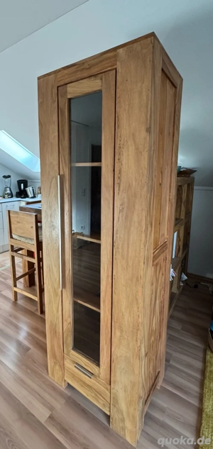 Vitrine mit Glaselement (Massiv-Holz) H. 190 x B. 65,5 x T. 45,5 cm