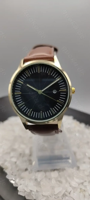 Herrn Armbanduhr, Quartz, Gold, Leder Armband