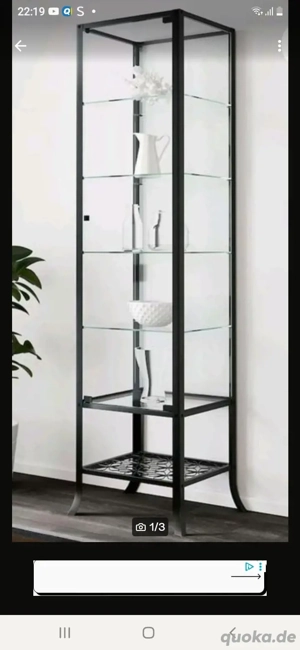 schwarze, metall,  Glas, Glasvitrine ,Vitrine super schön 