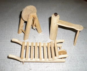 Dekoration für Ihre Weihnachtskrippe oder Ihr Wichtelhaus, Schleifstein, Schubkarre, Dengelbock