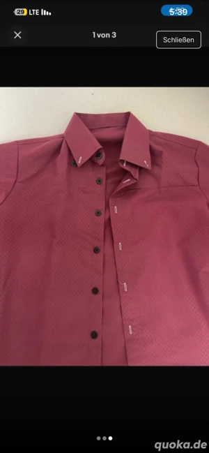 Herrenhemd in Bordeaux mit Streifen   Größe S   Elegant & Modern