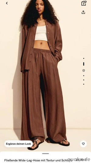 Bershka Fließende Wide-Leg-Hose 
