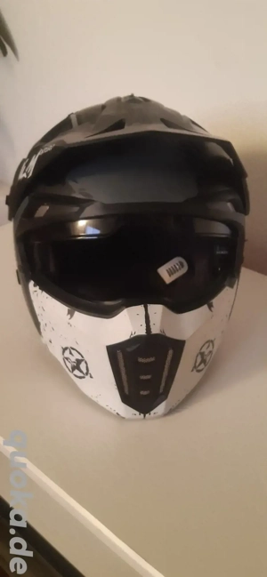ILM Helm Motorrad Motocross Herren Damen Vintage Retro mit Visier ECE Model Z302,Schädel Matt, XL