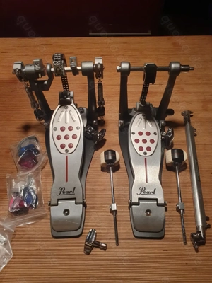 Pearl P2052C Eliminator Redline Chain-Drive Double Bass Drum Pedal 2010s - Silver   Black   Red