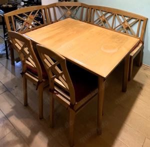 Modernes Eckbank-Set aus Massivholz Buche   mit ausziehbarem Tisch