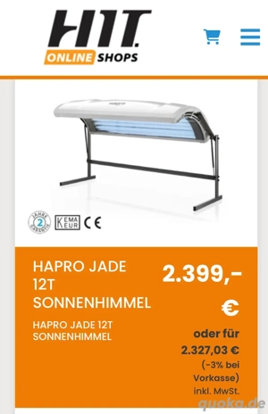 HAPRO JADE 12T Solarium neu neupreis 2399  Bild 4