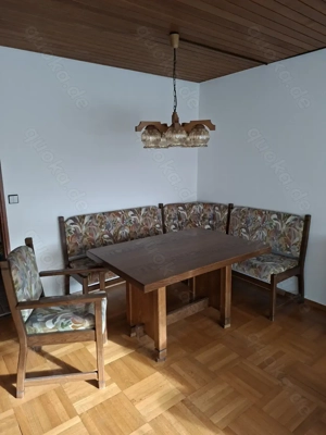 Eckbank mit Stuhl und Tisch massiv Eiche