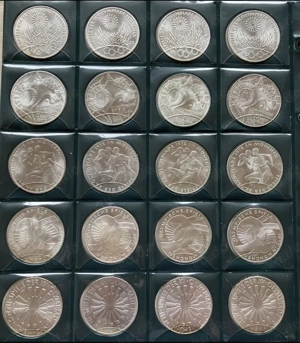 Sammlung Olympiamünzen 1972 München - 20 Silbergedenkmünzen 10 DM