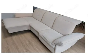Sofa 3-Sitzer, Himolla, Natur, Récamiere re, Fußaufl. li + Rückenlehnen elektr.