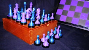 Viola Schachspiel Schachfiguren + Holzkassette + Schachbrett Chess Einmalig Handmade Bild 4