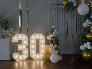 Vermiete Vermietung zum mieten leihen XXL 120cm LED Zahl 30 30. Geburtstag Deko Dekoration RGB