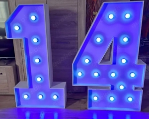 Vermiete Vermietung zum mieten leihen XXL 120cm LED Zahl 14 14. Geburtstag Deko Dekoration RGB