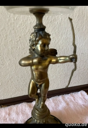 Engelstatue Bronze mit Glasschale 