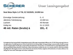 SEAT Ibiza Style 1.0 TSI LED NAVI RFK EPH ACC KESSY Bild 2