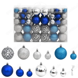 100-tlg. Weihnachtskugeln-Set Blau & Silber aus Polystrol  3 4 6cm