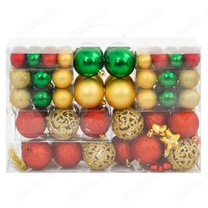 111-tlg. Weihnachtskugeln-Set mit Tannenbaumspitze aus Polystyrol Rot & Gold & Grün  3 4 6cm