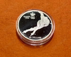1 Unze Feinsilber 20 Dollars Olympische Winterspiele 1988 Calgary