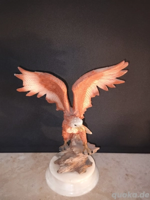 Adlerskulptur auf Alabaster Marmorsockel   Vintage   ca. 40 cm